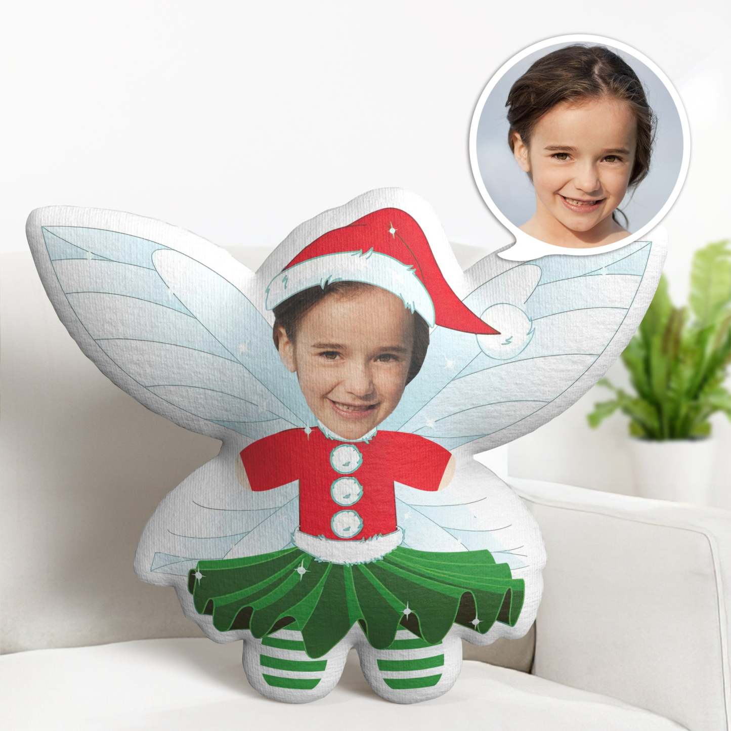 Christmas Minime Pillow Gifts Custom Face Pillow Personalized Cartoon Fairy Pillow Gifts - auphotoblanket