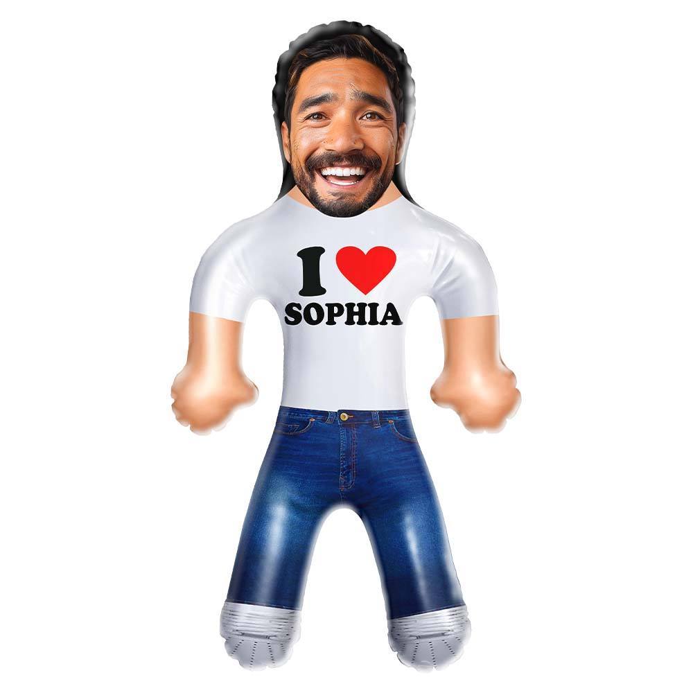 Personalized I Heart You Blow Up Dolls Custom Funny Inflatable Doll Gift for Her - auphotoblanket