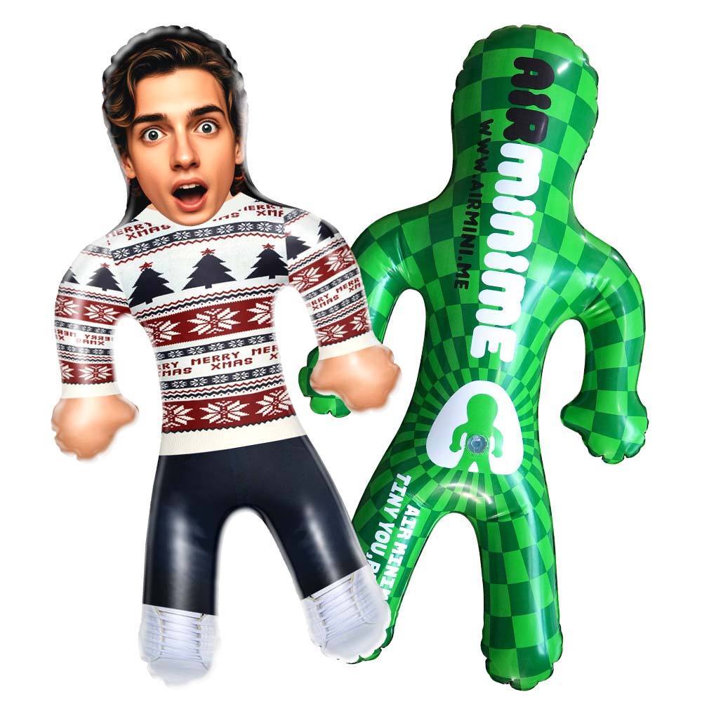Custom Blow Up Doll Custom Face Christmas White Jumper Air Minime Doll Funny Inflatable Doll Christmas Gift - auphotoblanket