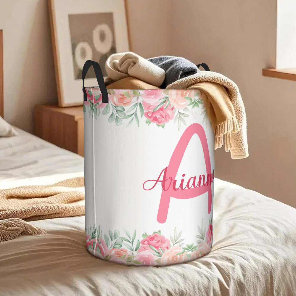 Custom Laundry Storage Basket Waterproof Custom Name and Initials Housewarming Gift - auphotoblanket