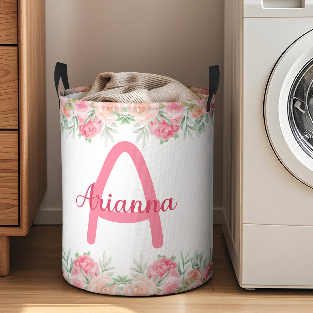 Custom Laundry Storage Basket Waterproof Custom Name and Initials Housewarming Gift - auphotoblanket