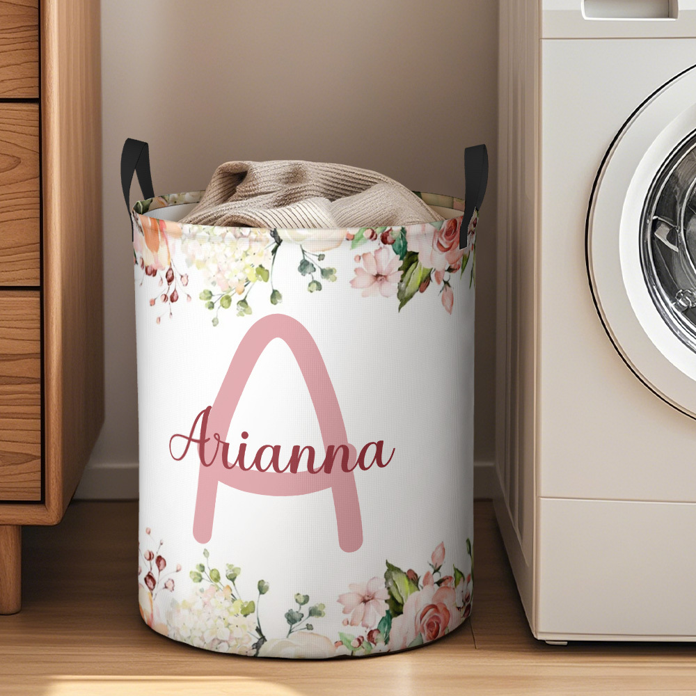 Custom Laundry Storage Basket Waterproof Custom Name and Initials Housewarming Gift - auphotoblanket