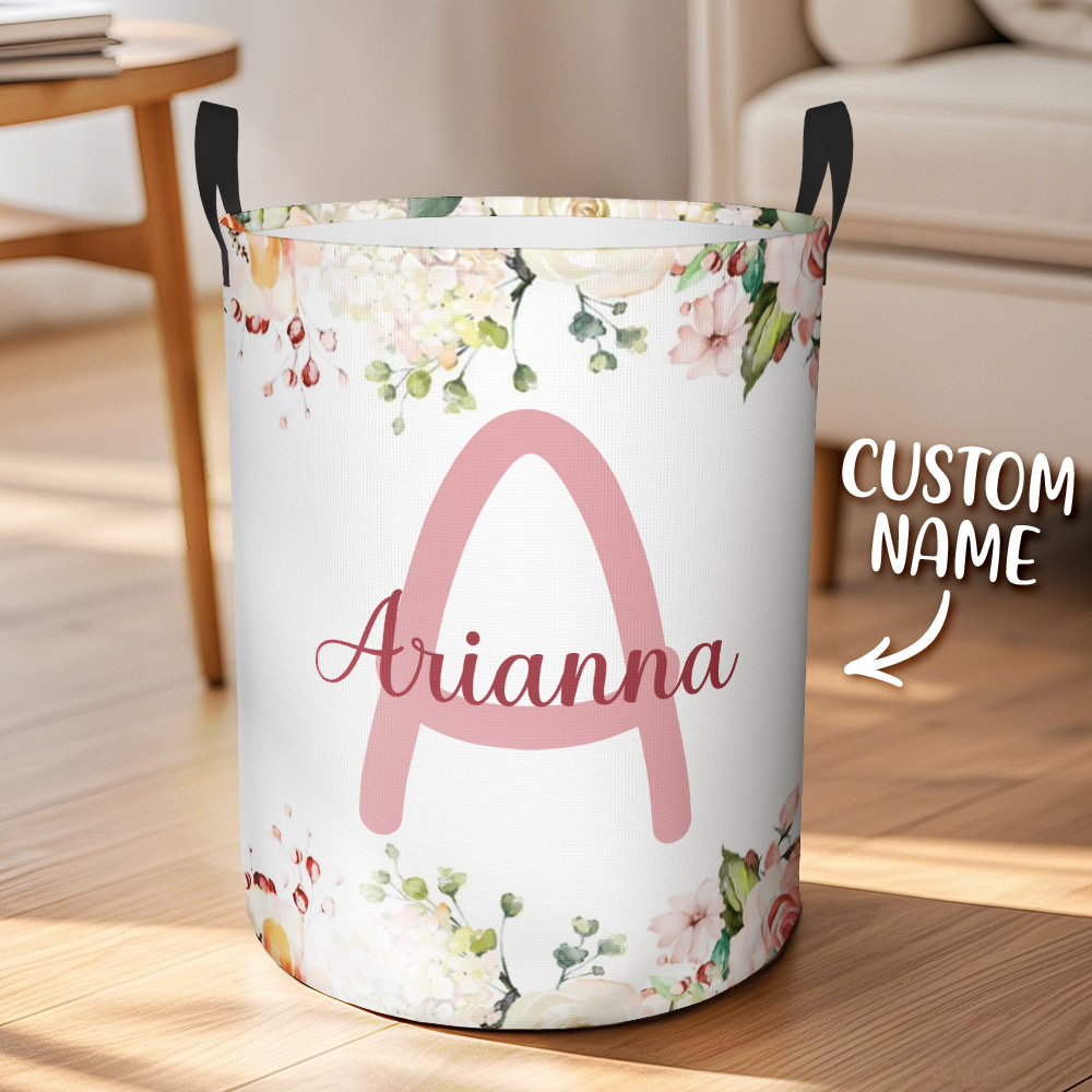 Custom Laundry Storage Basket Waterproof Custom Name and Initials Housewarming Gift - auphotoblanket