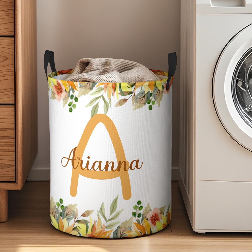 Custom Laundry Storage Basket Waterproof Custom Name and Initials Housewarming Gift - auphotoblanket
