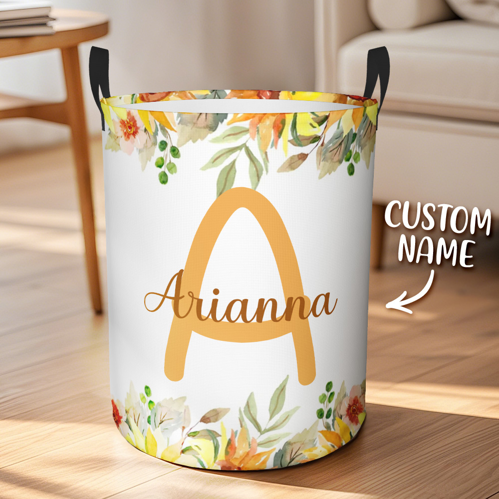 Custom Laundry Storage Basket Waterproof Custom Name and Initials Housewarming Gift - auphotoblanket