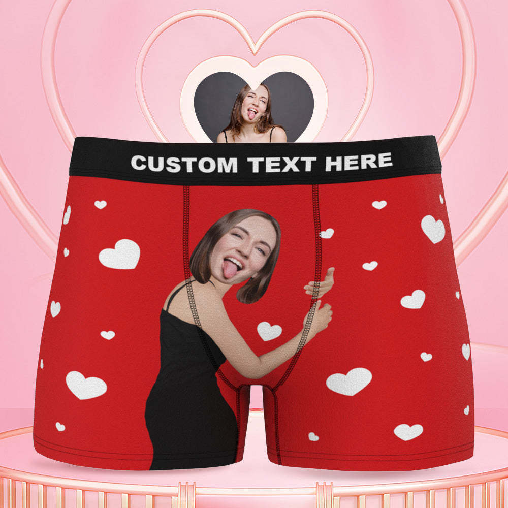 Men's Custom Face Boxers Hug My Dear with Heart 3D Online Preview - auphotoblanket