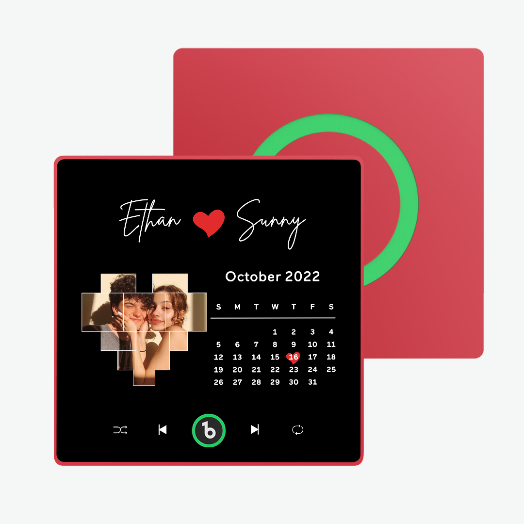 Custom Music Fridge Magnet with Colorful Frame Personalized Love Calendar Fridge Magnet with Photo Unique Gift for Couple - auphotoblanket