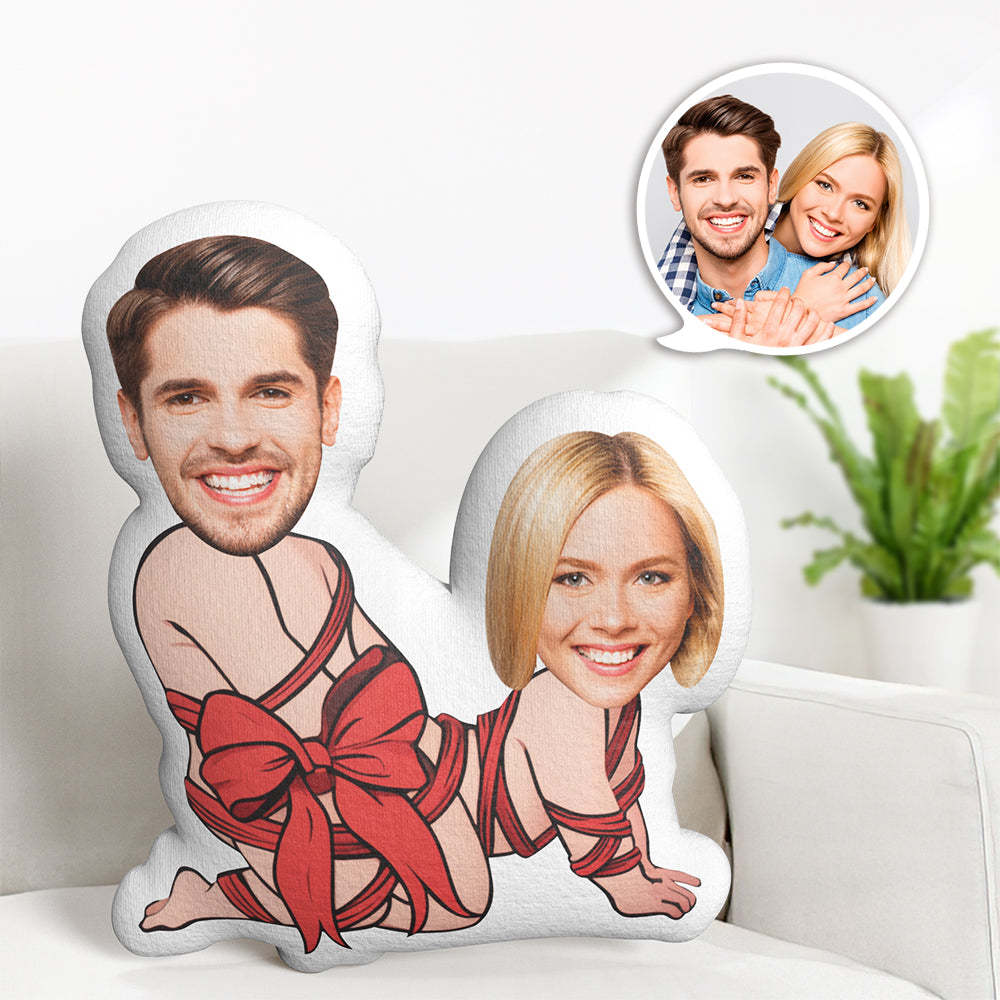 Custom Valentine's Day Gifts Face Pillow Bow Tie Couple Pillow - auphotoblanket