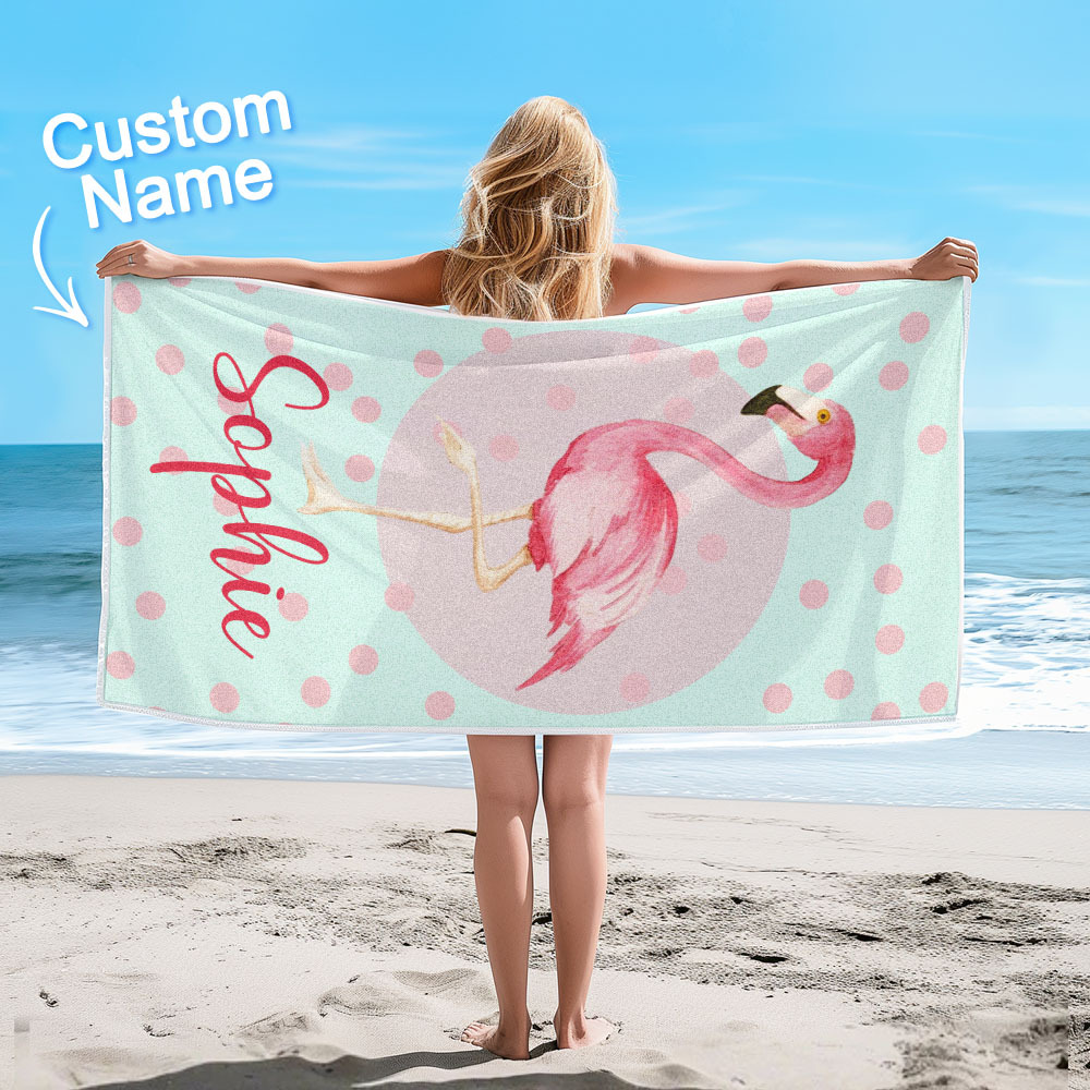 Personalised Lovely Flamingo Beach Towel for Summer & Beach Perfect Gifts - auphotoblanket