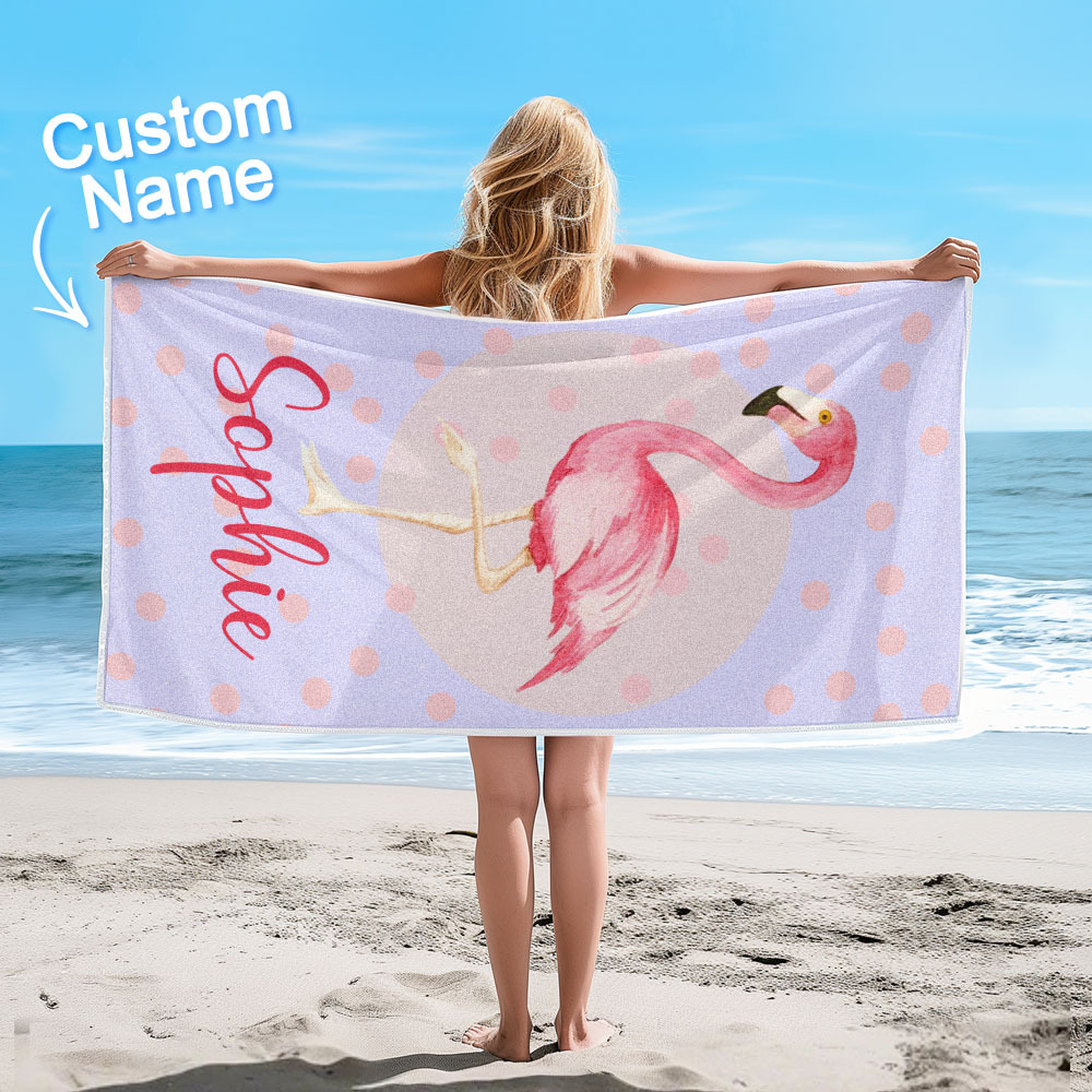 Personalised Lovely Flamingo Beach Towel for Summer & Beach Perfect Gifts - auphotoblanket