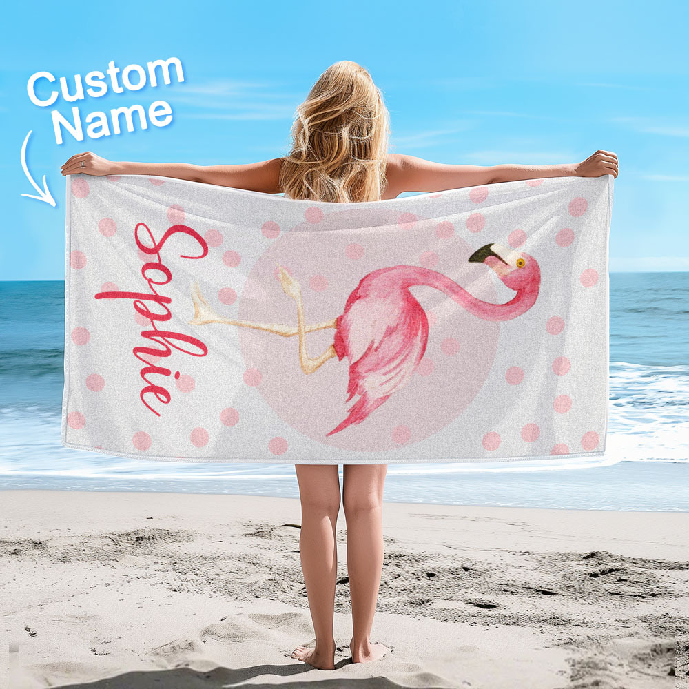 Personalised Lovely Flamingo Beach Towel for Summer & Beach Perfect Gifts - auphotoblanket