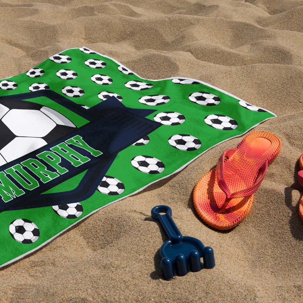 Custom Beach Towel with Name Ball Games Beach Towel Sports Gifts - auphotoblanket