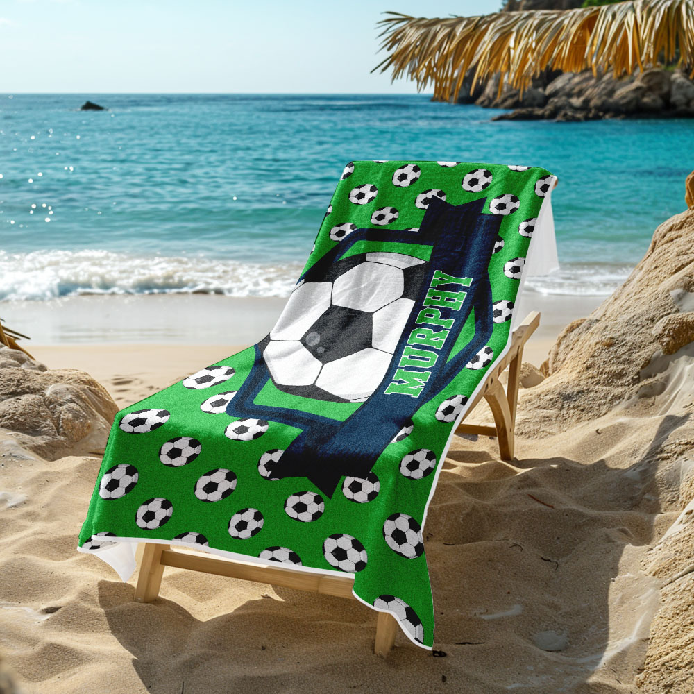 Custom Beach Towel with Name Ball Games Beach Towel Sports Gifts - auphotoblanket