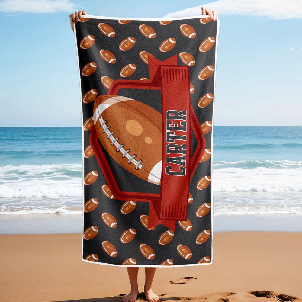 Custom Beach Towel with Name Ball Games Beach Towel Sports Gifts - auphotoblanket
