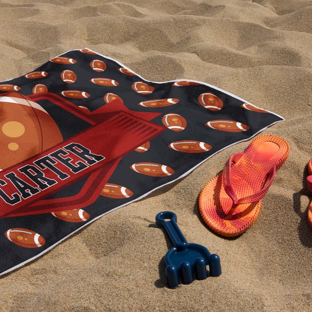 Custom Beach Towel with Name Ball Games Beach Towel Sports Gifts - auphotoblanket