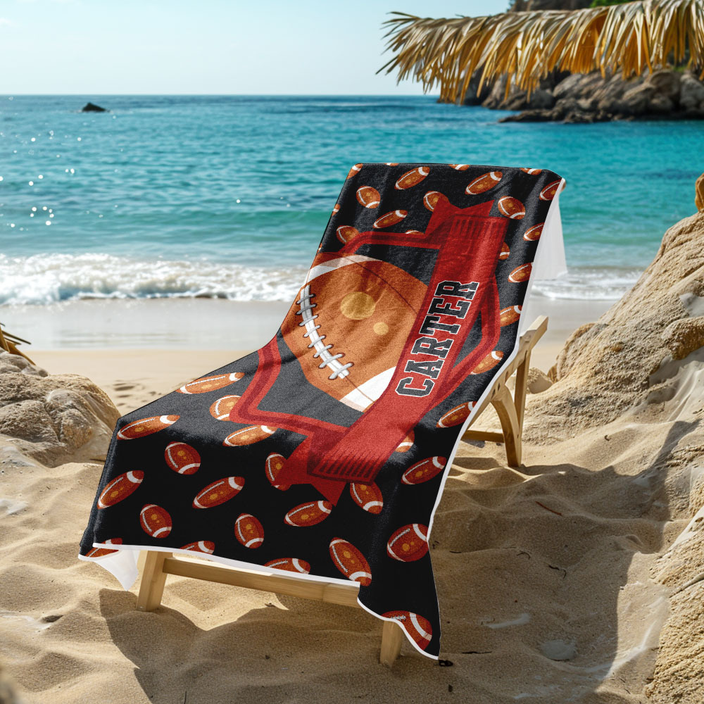 Custom Beach Towel with Name Ball Games Beach Towel Sports Gifts - auphotoblanket