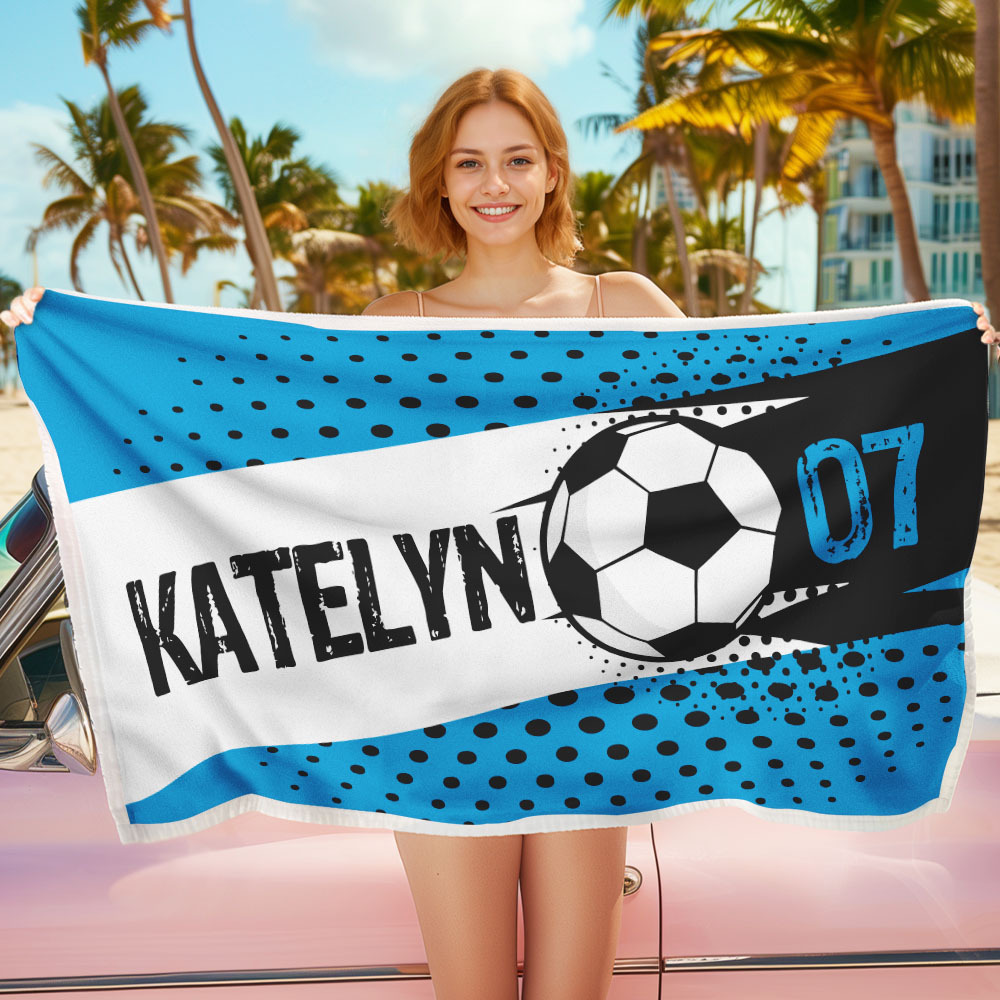 Personalised Balls Beach Towel for Beach Sports Perfect Gifts - auphotoblanket