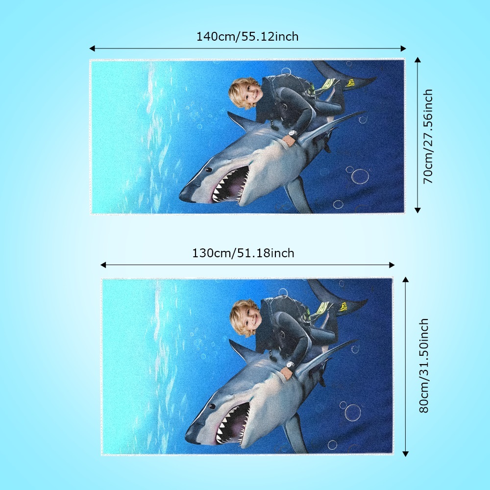 Custom Photo Face Beach Towel Personalized Shark Best Gift for Kid - auphotoblanket