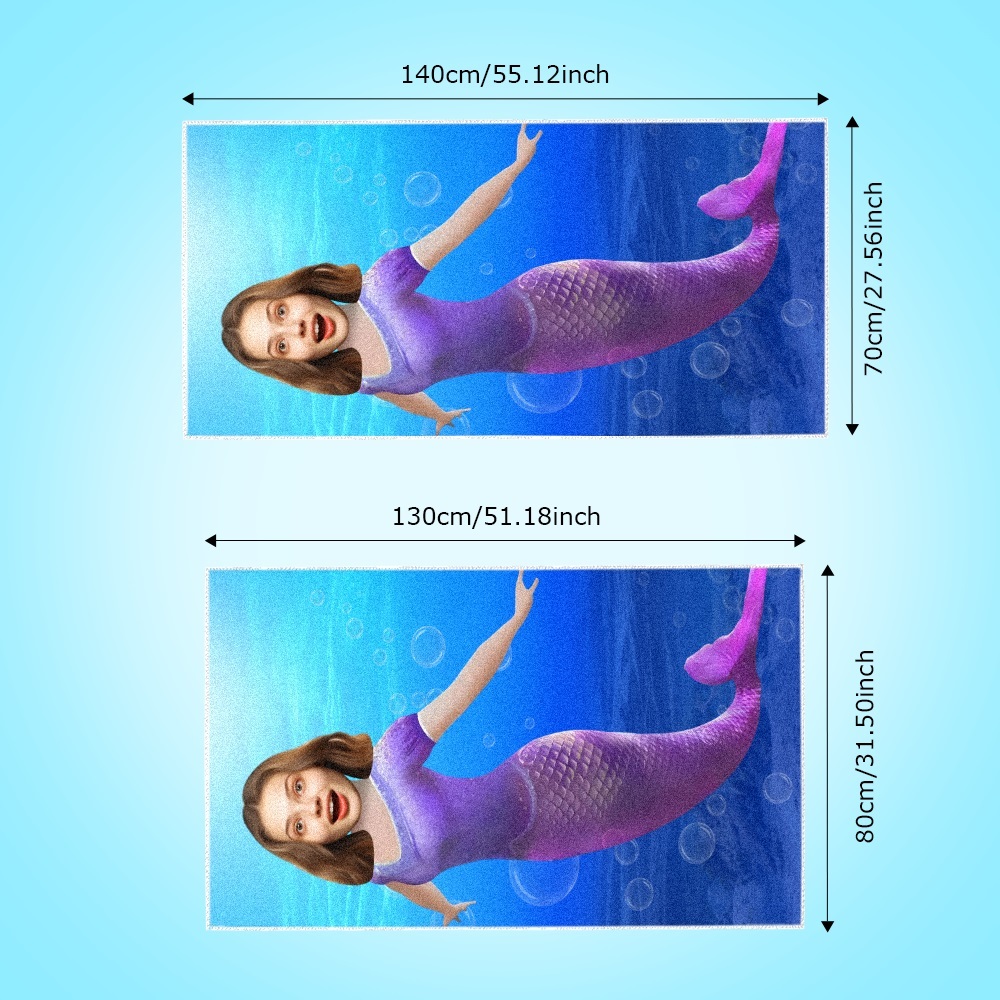 Custom Photo Face Beach Towel Personalized Shark Best Gift for Kid - auphotoblanket