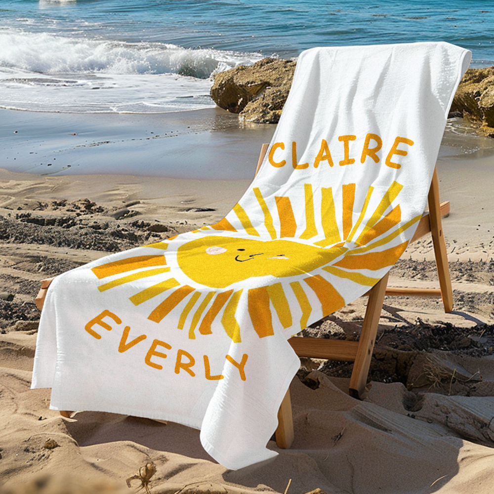 Personalized Sunny Beach Towel Beach Gift for Kids - auphotoblanket