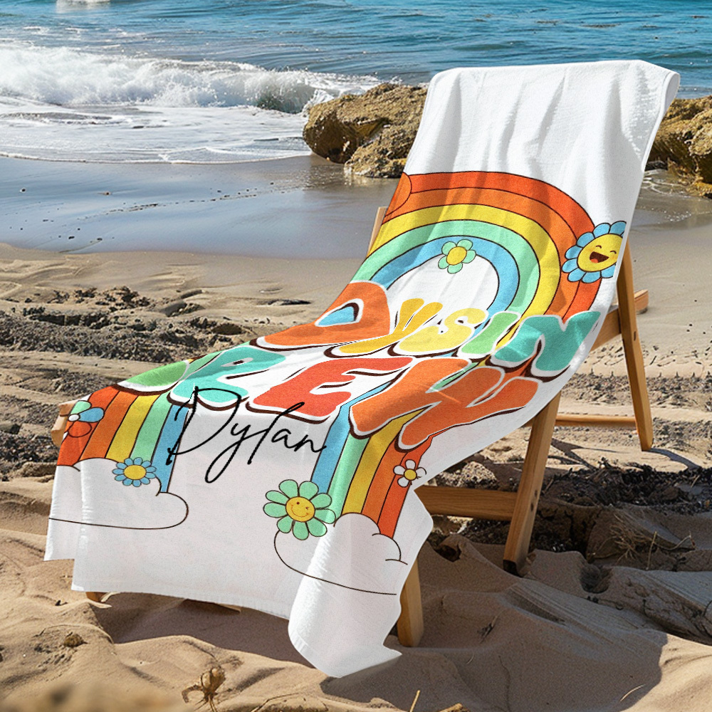Custom Beach Towel with Name Personalised Cousin Crew Beach Towel Perfect Family Party Gift - auphotoblanket