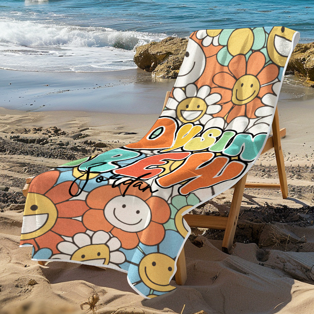 Custom Beach Towel with Name Personalised Cousin Crew Beach Towel Perfect Family Party Gift - auphotoblanket