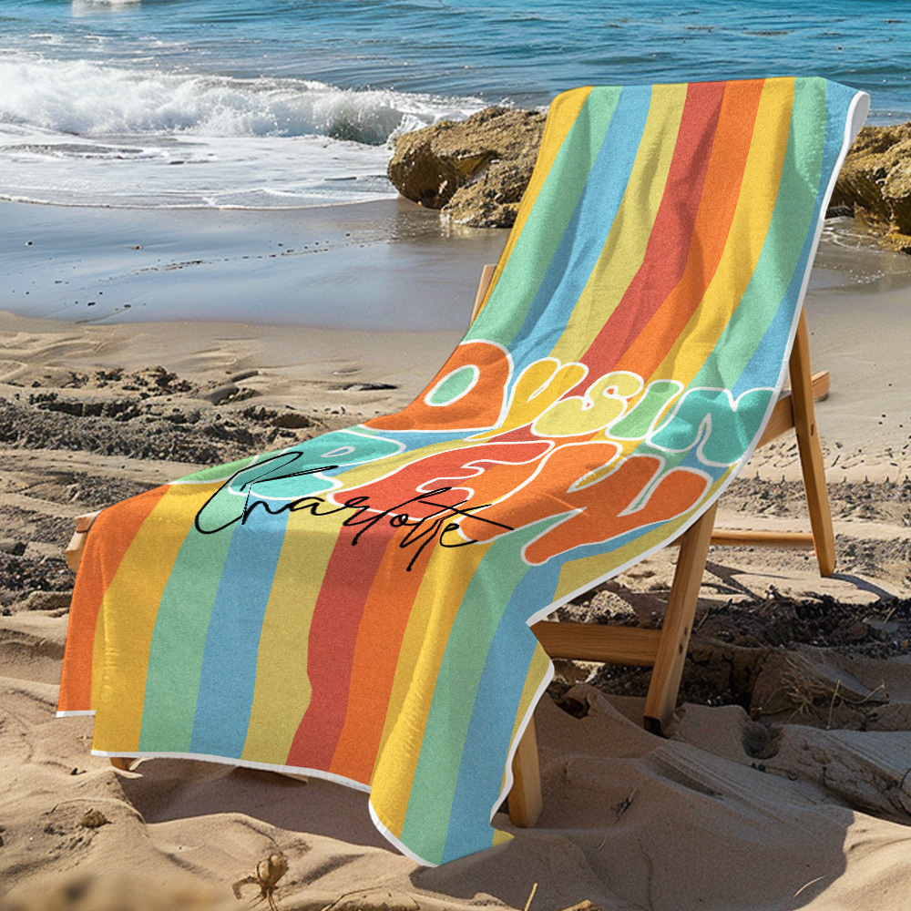 Custom Beach Towel with Name Personalised Cousin Crew Beach Towel Perfect Family Party Gift - auphotoblanket