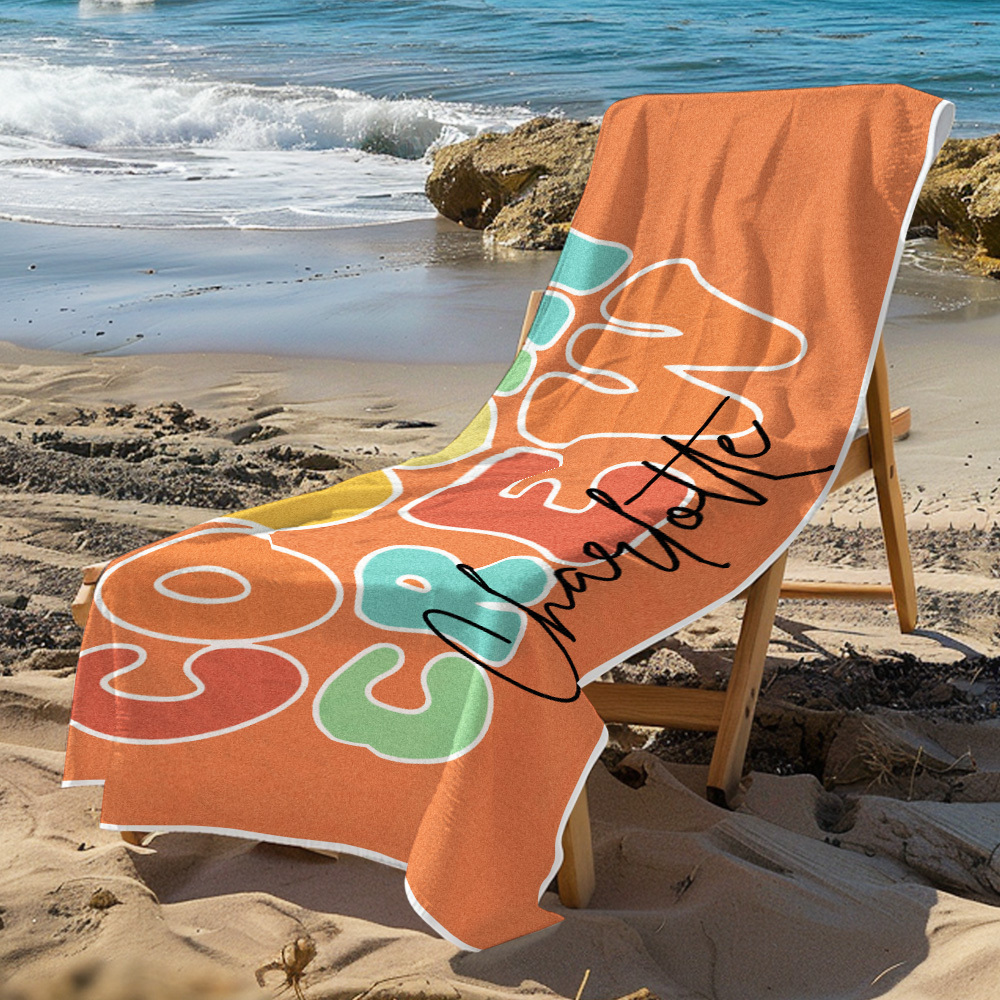 Personalised Multicolor Cousin Crew Beach Towel with Name Summer Holiday Gift for Cousin - auphotoblanket