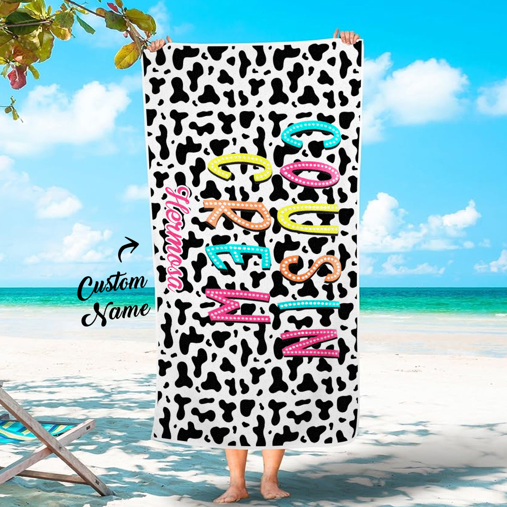 Custom Cousin Crew Beach Towel with Name Beach Towel Family Reunion Gift - auphotoblanket