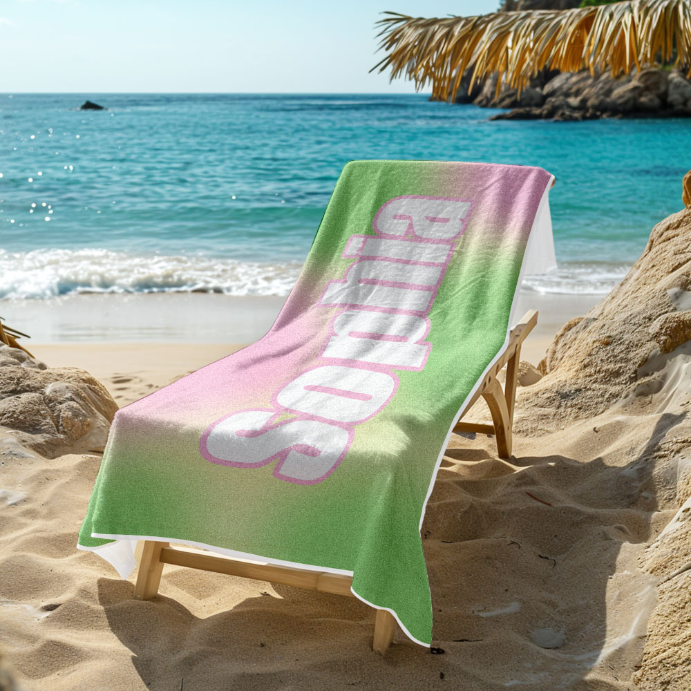Custom Beach Towel Ombre Custom Name Beach Towel Personalized Gift Towel - auphotoblanket