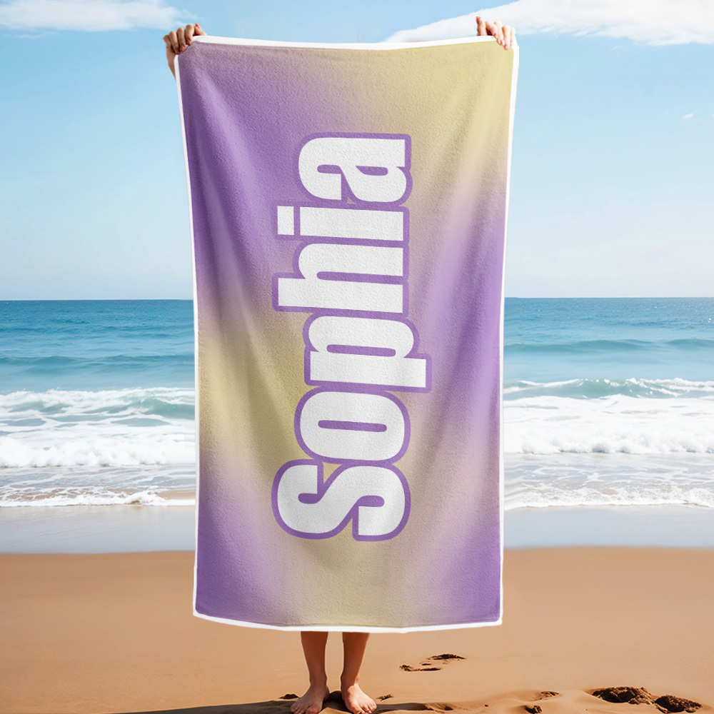 Custom Beach Towel Ombre Custom Name Beach Towel Personalized Gift Towel - auphotoblanket