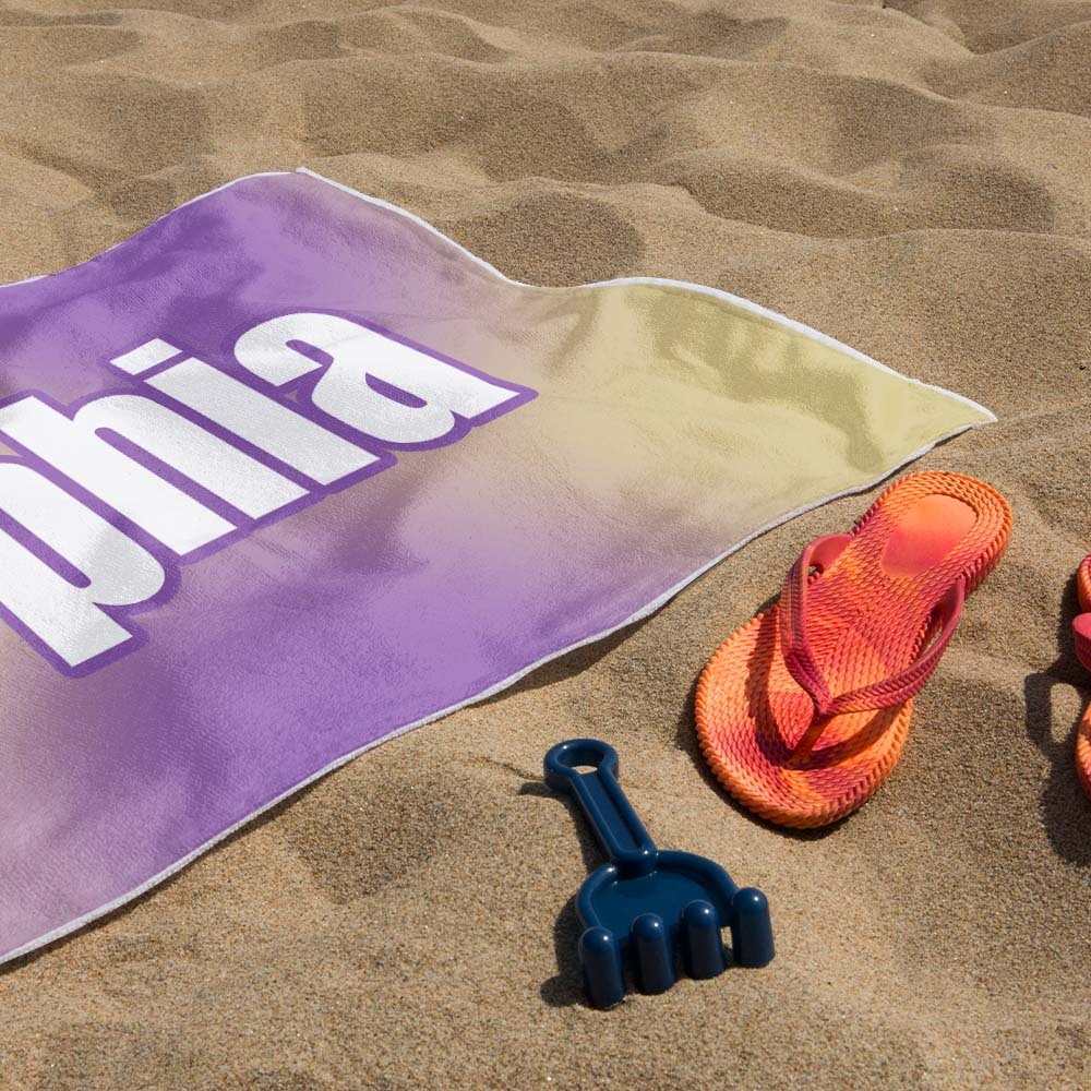 Custom Beach Towel Ombre Custom Name Beach Towel Personalized Gift Towel - auphotoblanket