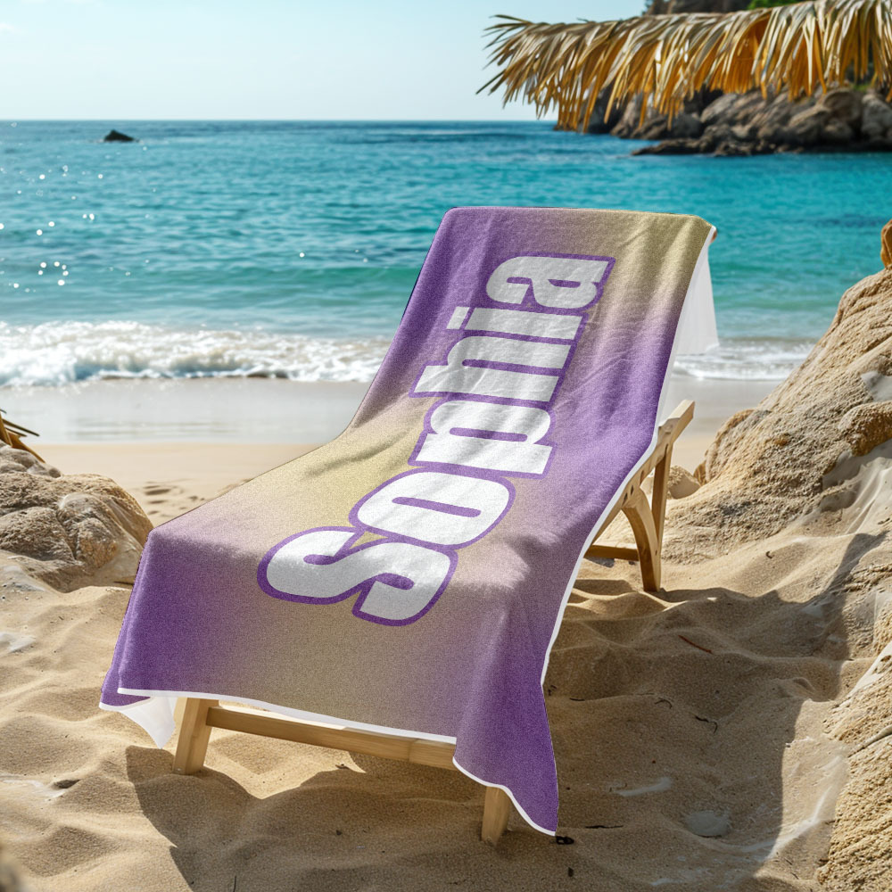Custom Beach Towel Ombre Custom Name Beach Towel Personalized Gift Towel - auphotoblanket