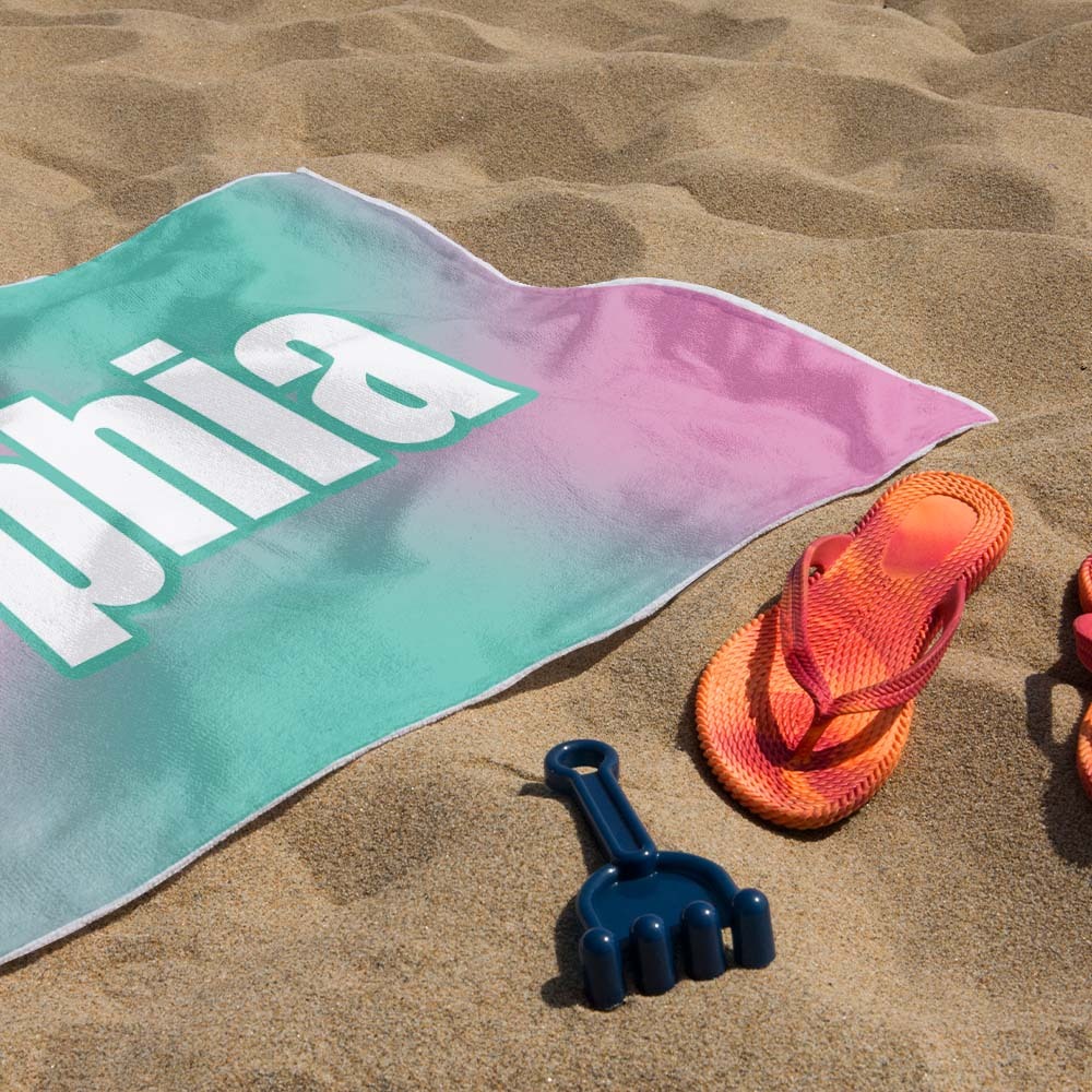 Custom Beach Towel Ombre Custom Name Beach Towel Personalized Gift Towel - auphotoblanket