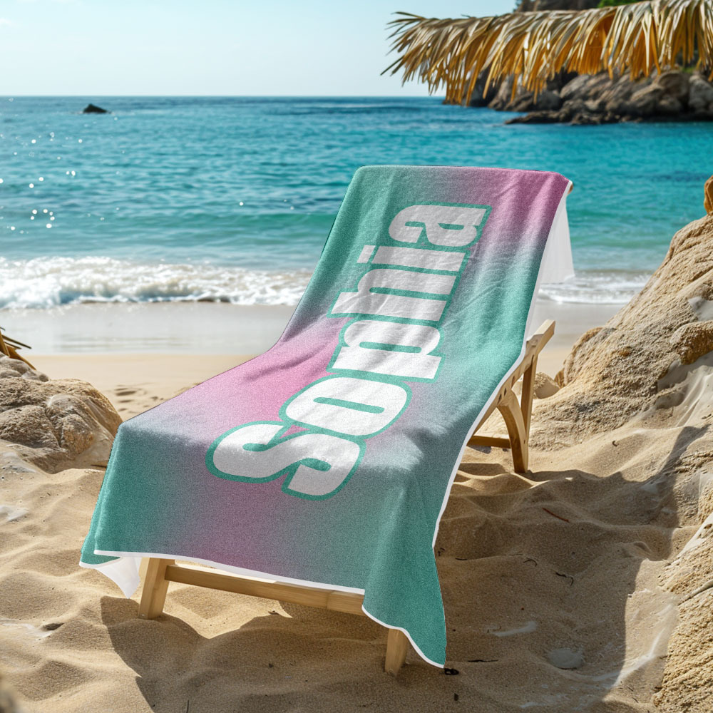 Custom Beach Towel Ombre Custom Name Beach Towel Personalized Gift Towel - auphotoblanket