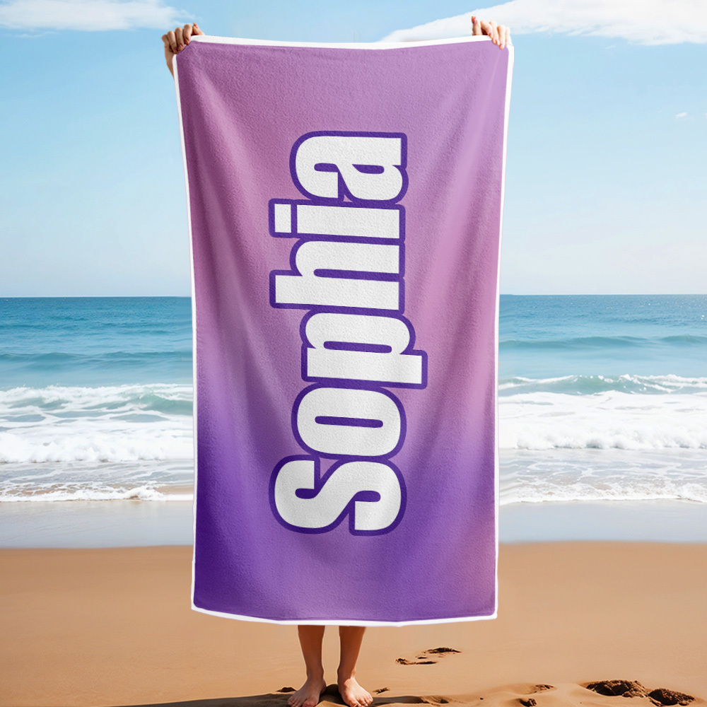 Custom Beach Towel Ombre Custom Name Beach Towel Personalized Gift Towel - auphotoblanket