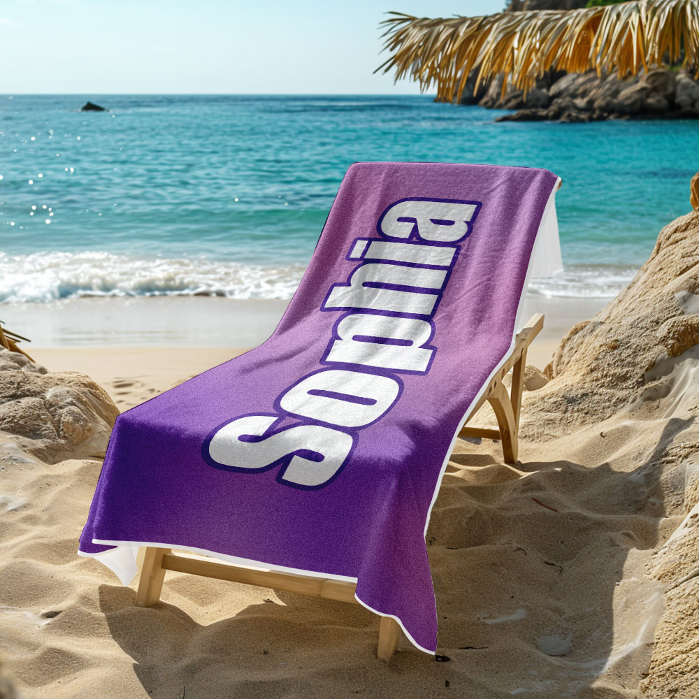 Custom Beach Towel Ombre Custom Name Beach Towel Personalized Gift Towel - auphotoblanket