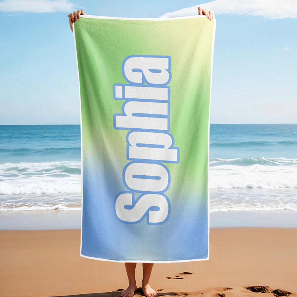 Custom Beach Towel Ombre Custom Name Beach Towel Personalized Gift Towel - auphotoblanket