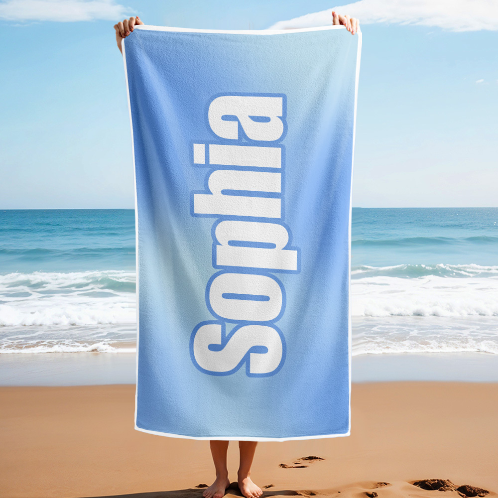 Custom Beach Towel Ombre Custom Name Beach Towel Personalized Gift Towel - auphotoblanket