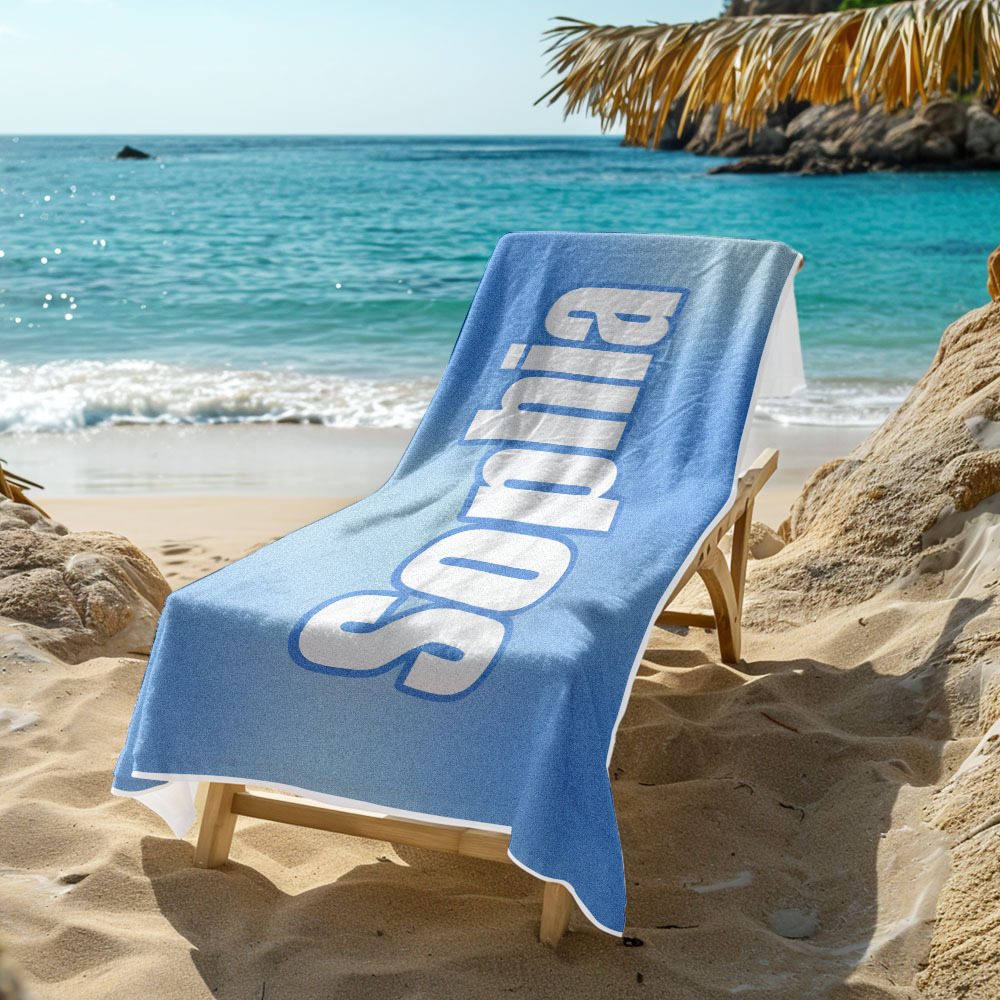 Custom Beach Towel Ombre Custom Name Beach Towel Personalized Gift Towel - auphotoblanket