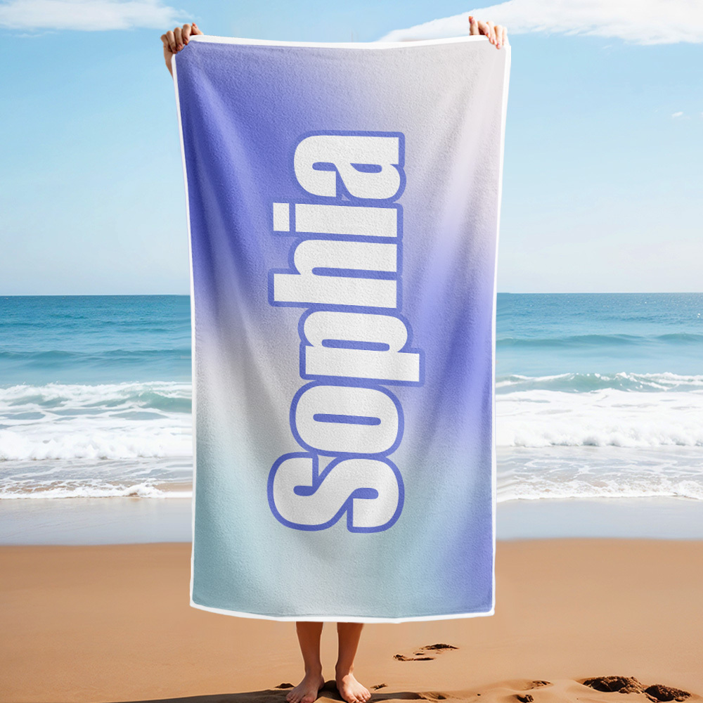 Custom Beach Towel Ombre Custom Name Beach Towel Personalized Gift Towel - auphotoblanket