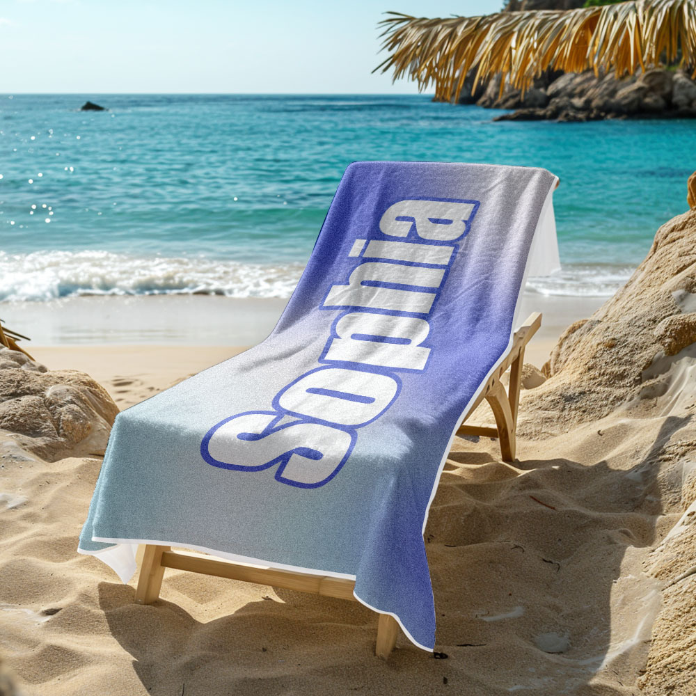 Custom Beach Towel Ombre Custom Name Beach Towel Personalized Gift Towel - auphotoblanket
