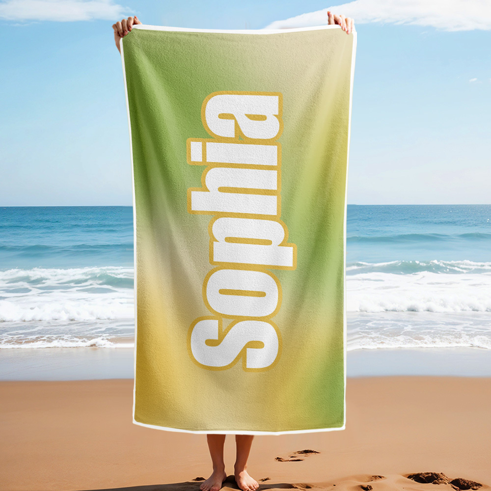 Custom Beach Towel Ombre Custom Name Beach Towel Personalized Gift Towel - auphotoblanket