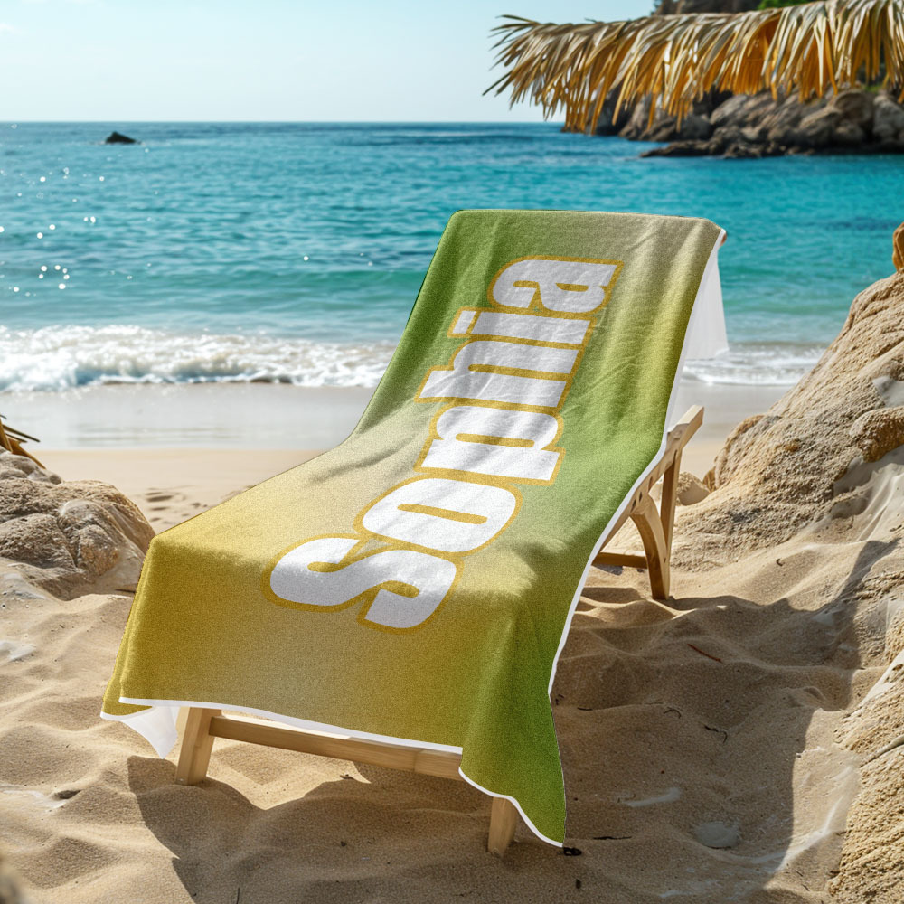 Custom Beach Towel Ombre Custom Name Beach Towel Personalized Gift Towel - auphotoblanket