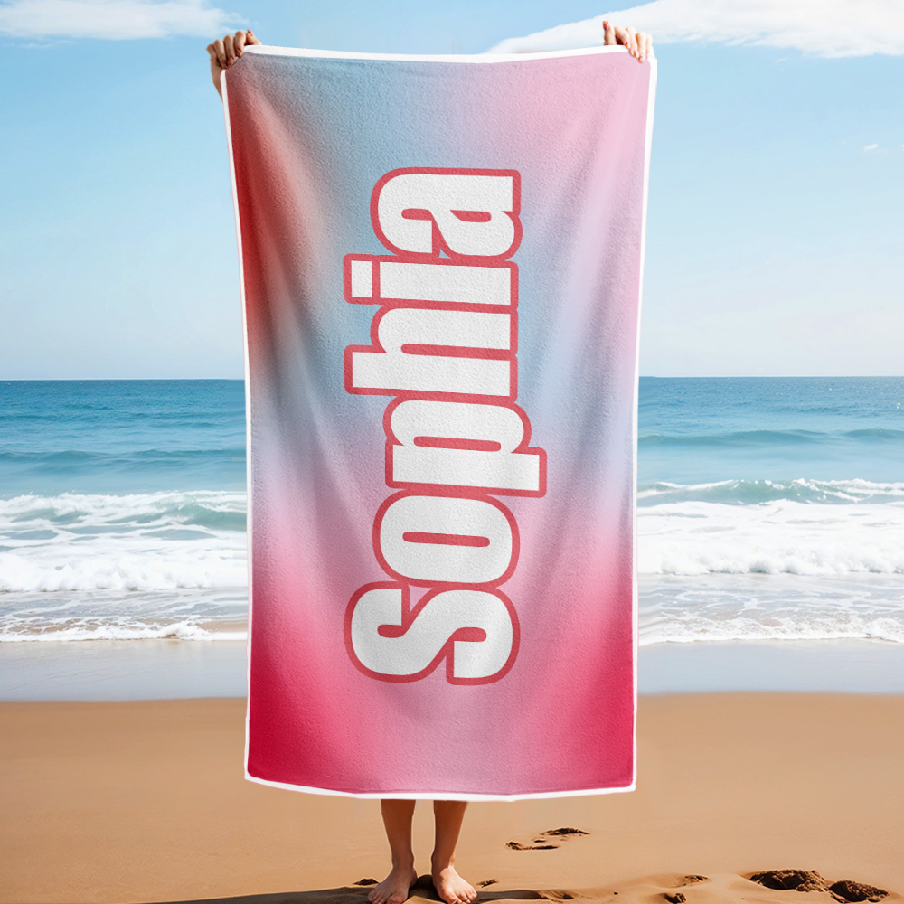 Custom Beach Towel Ombre Custom Name Beach Towel Personalized Gift Towel - auphotoblanket