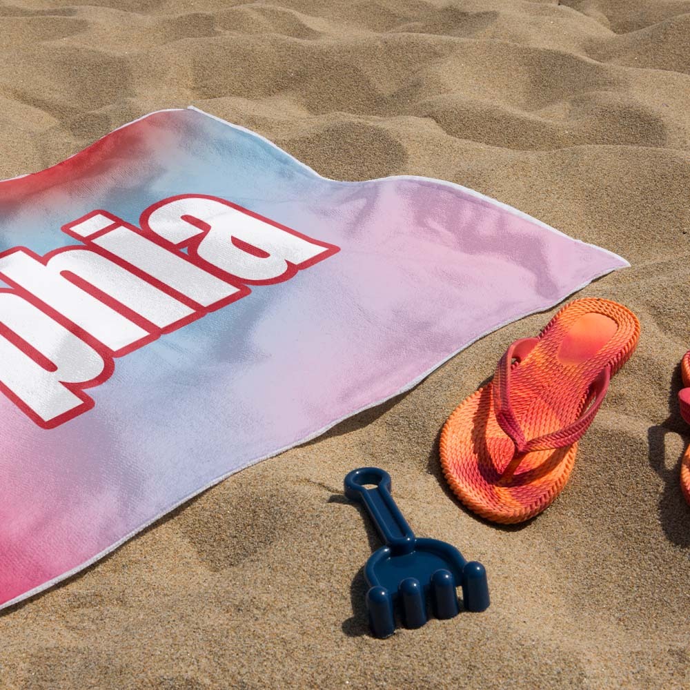 Custom Beach Towel Ombre Custom Name Beach Towel Personalized Gift Towel - auphotoblanket