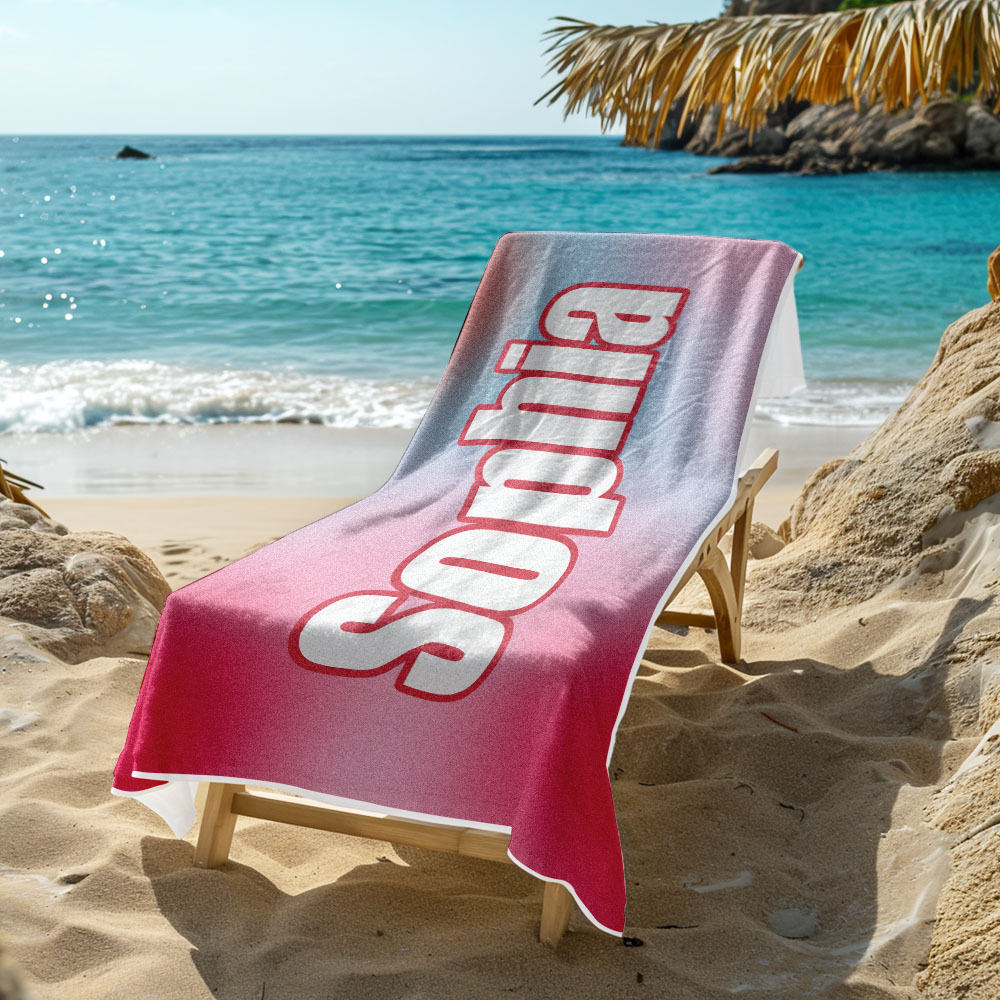 Custom Beach Towel Ombre Custom Name Beach Towel Personalized Gift Towel - auphotoblanket