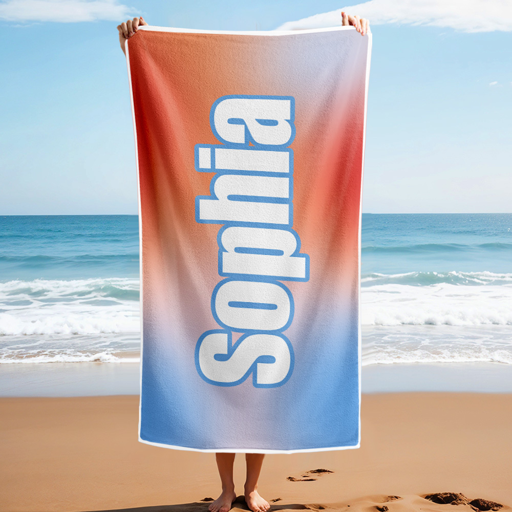 Custom Beach Towel Ombre Custom Name Beach Towel Personalized Gift Towel - auphotoblanket