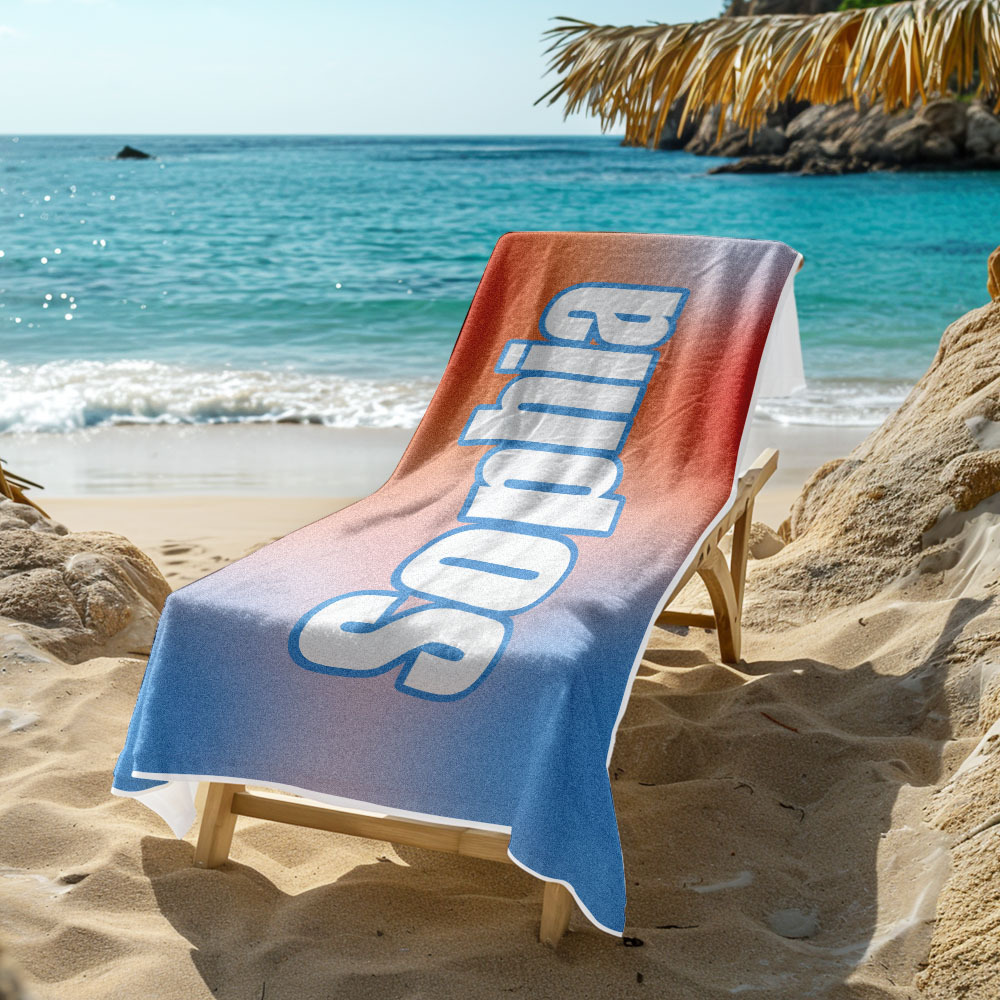 Custom Beach Towel Ombre Custom Name Beach Towel Personalized Gift Towel - auphotoblanket