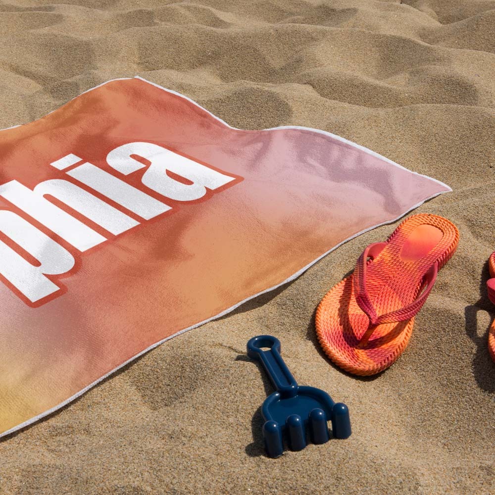 Custom Beach Towel Ombre Custom Name Beach Towel Personalized Gift Towel - auphotoblanket